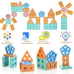 HELLOWOOD Wooden Sorting & Stacking Toy, Colour Recognition Shape Sorter Puzzle Montessori