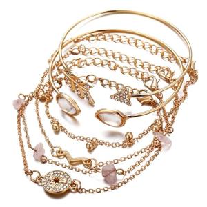 Shining Diva Fashion Latest Stylish Multilayer Gold Plated Bangle Bracelet for Women and Girls
