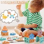 HELLOWOOD Wooden Sorting & Stacking Toy, Colour Recognition Shape Sorter Puzzle Montessori