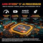 HP Victus AI Gaming Laptop, 31 TOPS, AMD Ryzen 5 8645HS, 6GB RTX 3050 (Upgradable 16GB DDR5, 512GB SSD) Microsoft365* Office2024