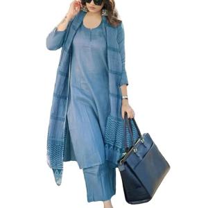 ANNI DESIGNER Women's Rayon Blend Solid Straight Kurta with Pant & Dupatta