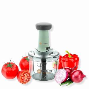 E-COSMOS Food Chopper 900ml, 4 Blade Steel Large Manual Hand-Press Vegetable Chopper Mixer Cutter to Cut Onion