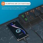 Portronics Power Plate 7 with 6 USB Port + 8 Power Sockets Smart Electric Universal Extension Board Multi Plug