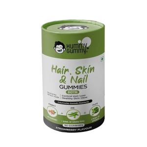 Hummy Gummy Biotin Hair Gummies for Stronger Hair & Nails with Vitamin A, C, E, Zinc, Fiber & Folic Acid Promotes Bright Skin